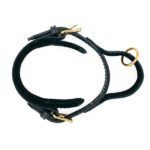 PRIDE Zwarte lederen halsband met handvat "PROFI"