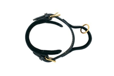 PRIDE Zwarte lederen halsband met handvat "PROFI"